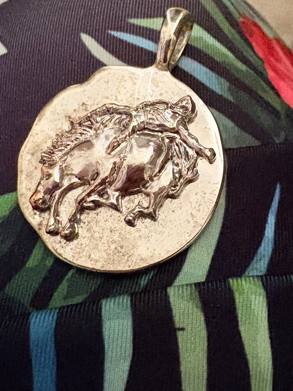 Vintage .925 Sterling Silver Rodeo Bronc Rider Pendant 1.5